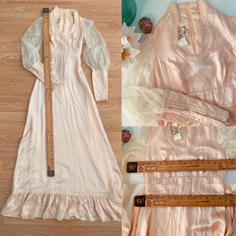 SOLD Size 9 -Satin Pink Peach Lace Gunne Sax Dress* - Picture 8 of 11